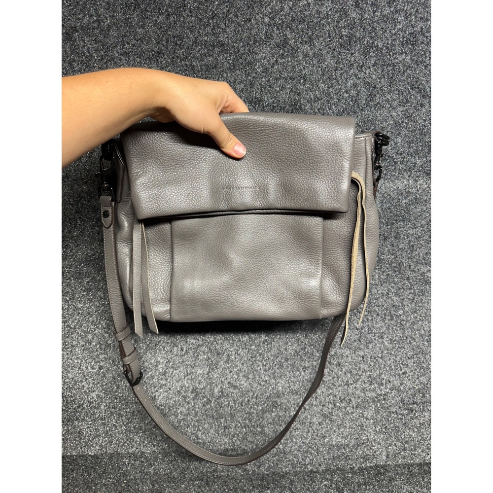 Aimee Kestenberg Crossbody Bag OS Grey Pebbled Leather Tassel Flap Bag